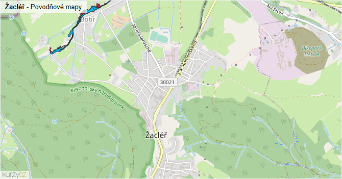 Žacléř - záplavové mapy stoleté vody