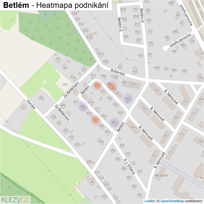 Mapa Betlém - Firmy v ulici.