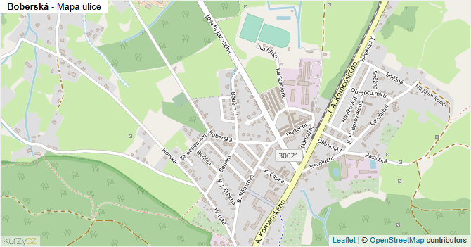 Boberská - mapa ulice