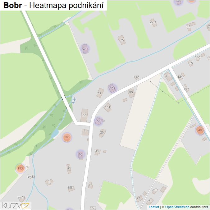 Mapa Bobr - Firmy v části obce.