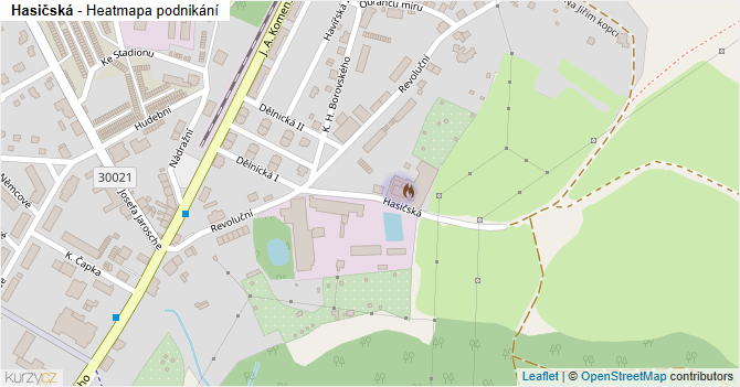 Hasičská - mapa podnikání