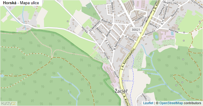 Horská - mapa ulice