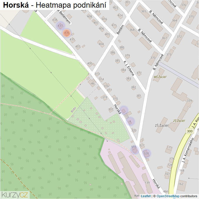 Mapa Horská - Firmy v ulici.