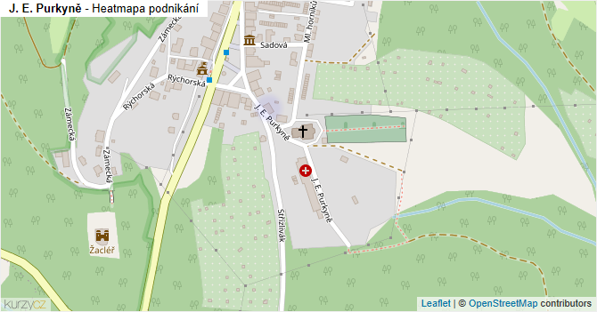 J. E. Purkyně - mapa podnikání