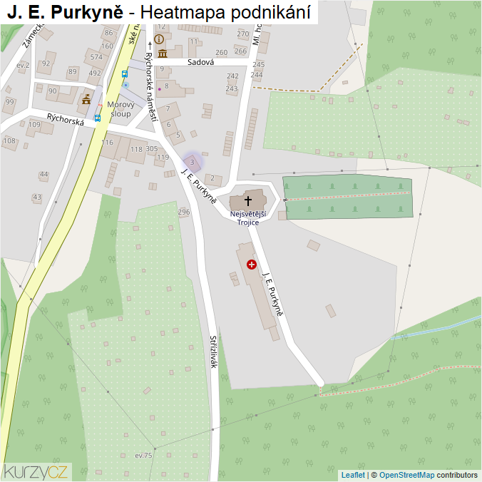 Mapa J. E. Purkyně - Firmy v ulici.