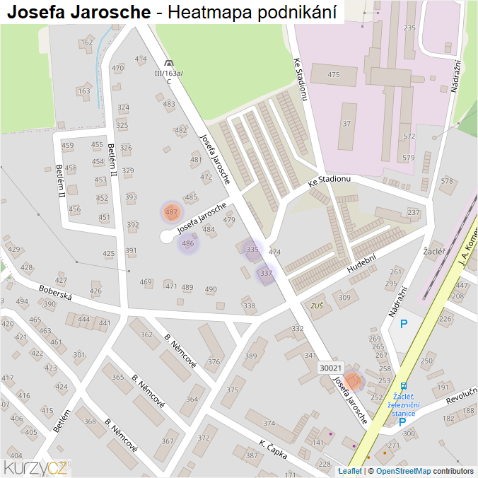 Mapa Josefa Jarosche - Firmy v ulici.