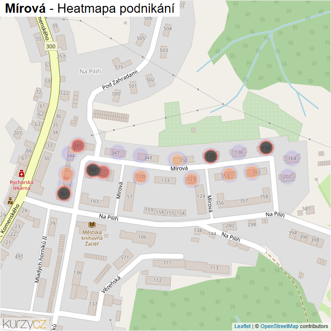 Mapa Mírová - Firmy v ulici.