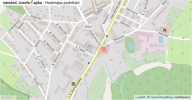 náměstí Josefa Čapka - mapa podnikání