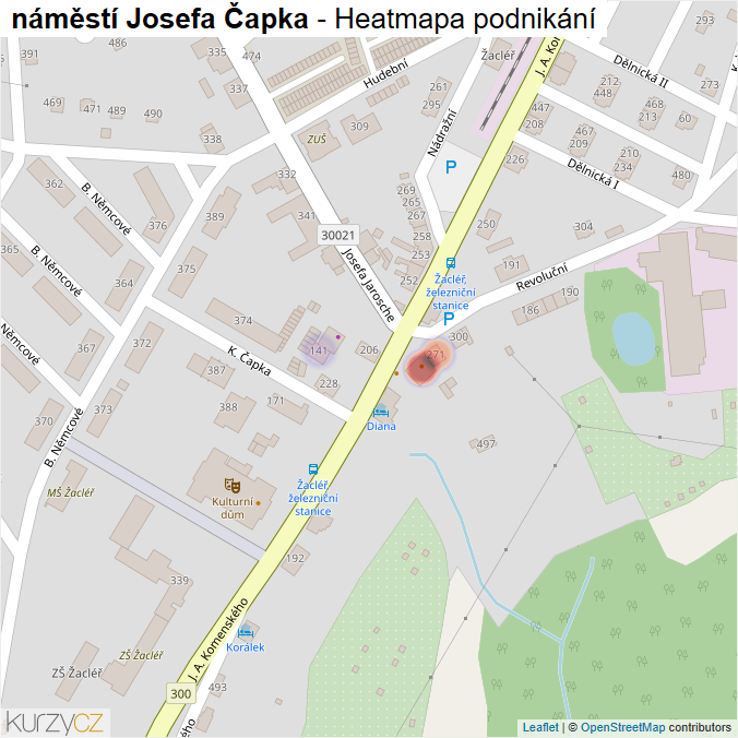 Mapa náměstí Josefa Čapka - Firmy v ulici.
