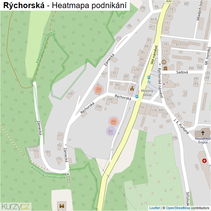 Mapa Rýchorská - Firmy v ulici.