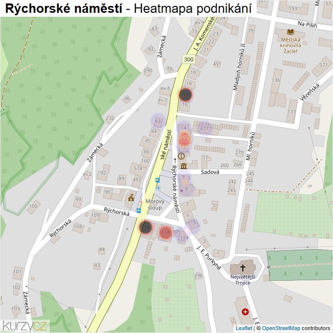 Mapa Rýchorské náměstí - Firmy v ulici.