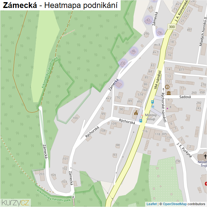Mapa Zámecká - Firmy v ulici.