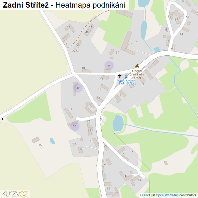 Mapa Zadní Střítež - Firmy v části obce.