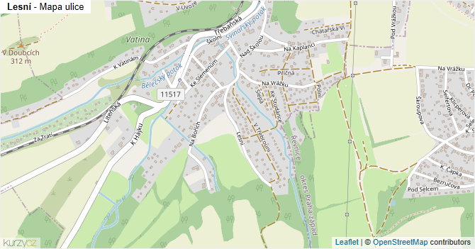 Lesní - mapa ulice