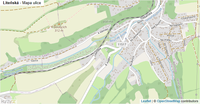 Liteňská - mapa ulice