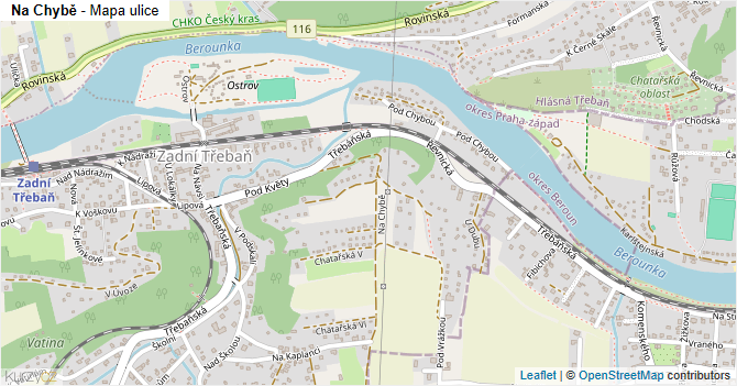 Na Chybě - mapa ulice