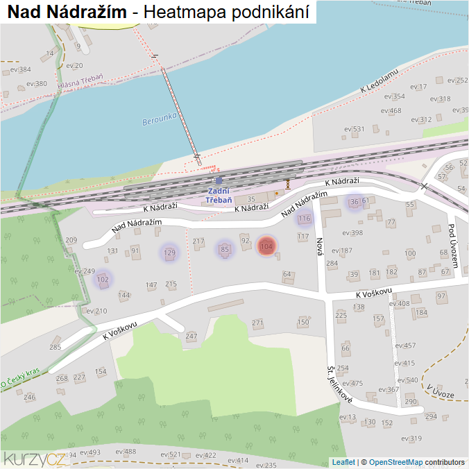 Mapa Nad Nádražím - Firmy v ulici.
