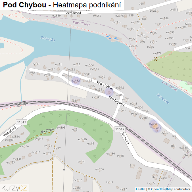 Mapa Pod Chybou - Firmy v ulici.