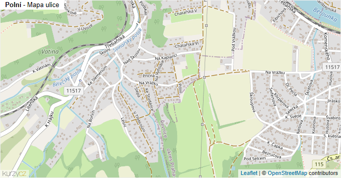 Polní - mapa ulice