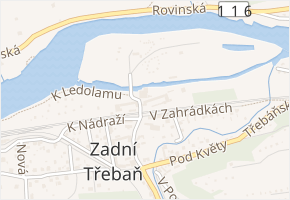 U Mlýna v obci Zadní Třebaň - mapa ulice