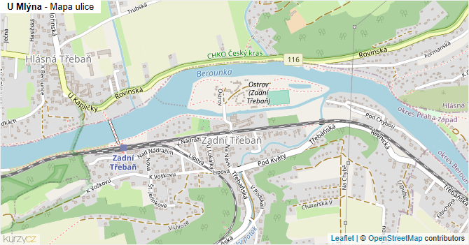 U Mlýna - mapa ulice