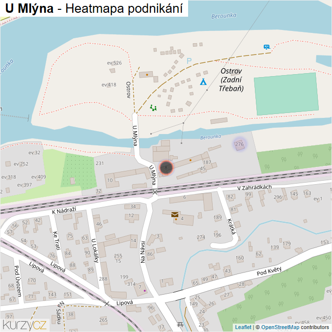 Mapa U Mlýna - Firmy v ulici.