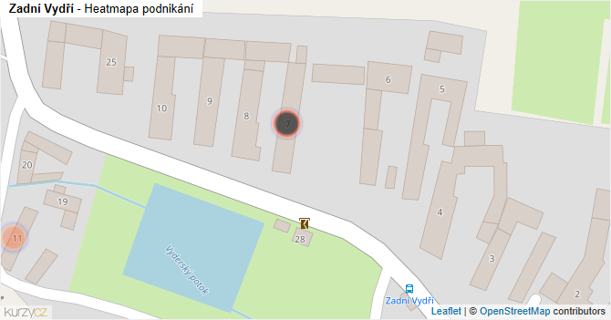 Zadní Vydří - mapa podnikání