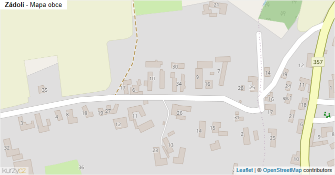 Zádolí - mapa obce