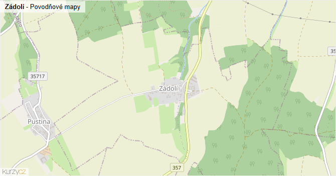 Zádolí - záplavové mapy stoleté vody