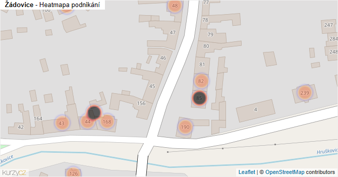 Žádovice - mapa podnikání