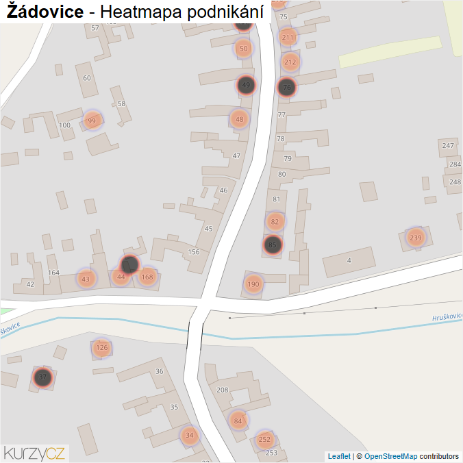 Mapa Žádovice - Firmy v obci.