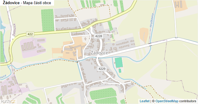 Žádovice - mapa části obce