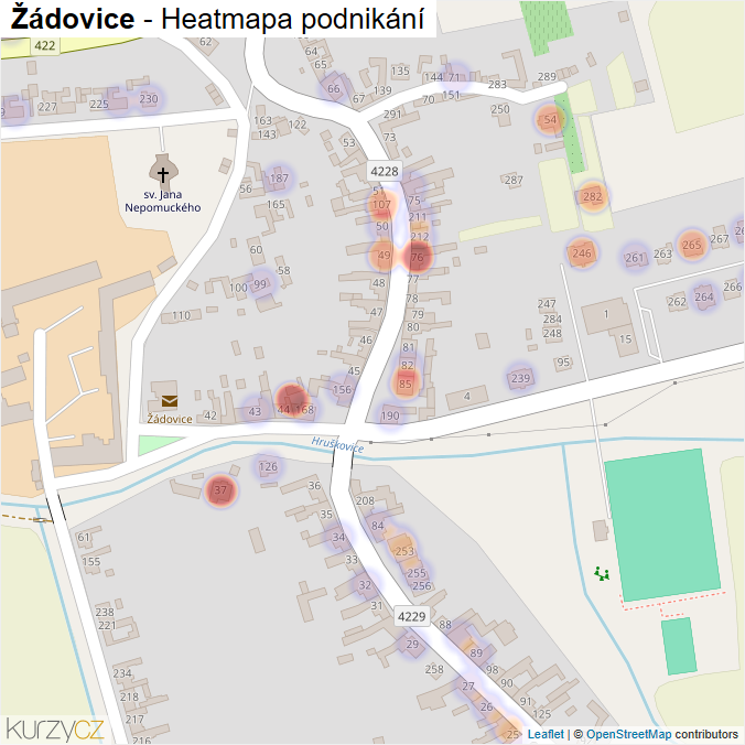 Mapa Žádovice - Firmy v části obce.