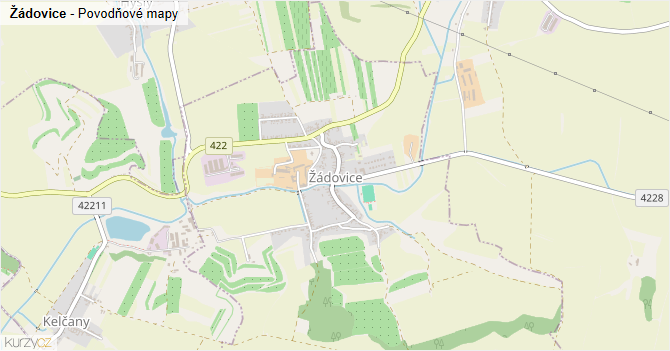 Žádovice - záplavové mapy stoleté vody