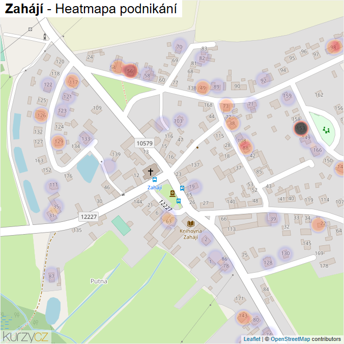 Mapa Zahájí - Firmy v části obce.
