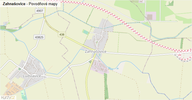 Zahnašovice - záplavové mapy stoleté vody