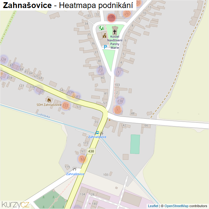 Mapa Zahnašovice - Firmy v části obce.