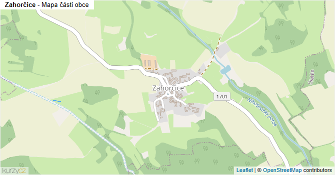 Zahorčice - mapa části obce