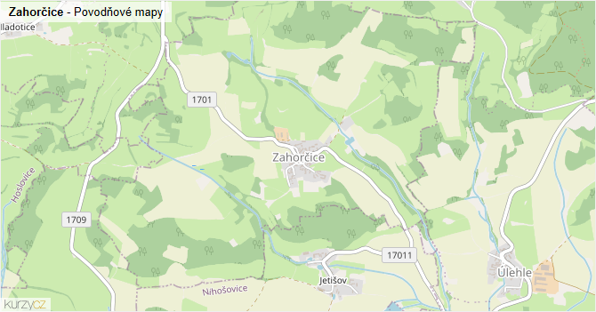 Zahorčice - záplavové mapy stoleté vody