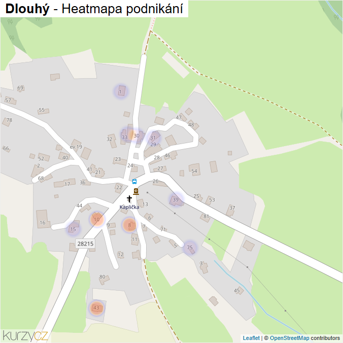Mapa Dlouhý - Firmy v části obce.