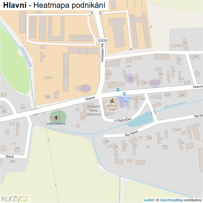 Mapa Hlavní - Firmy v ulici.