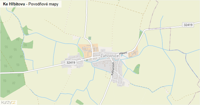 Ke Hřbitovu - záplavové mapy stoleté vody