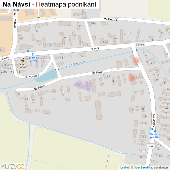 Mapa Na Návsi - Firmy v ulici.