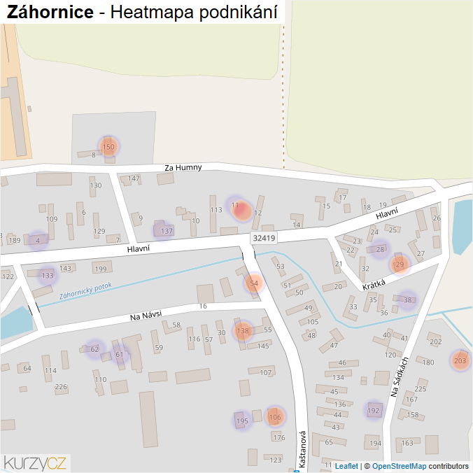 Mapa Záhornice - Firmy v části obce.