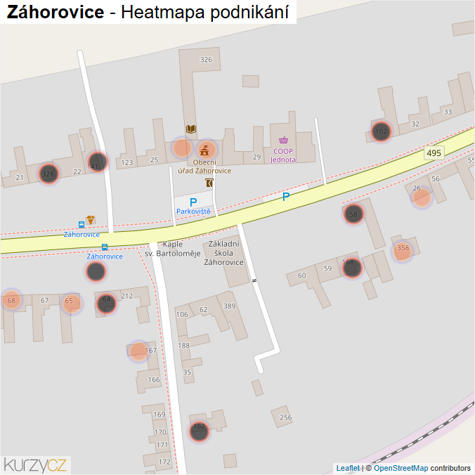 Mapa Záhorovice - Firmy v obci.