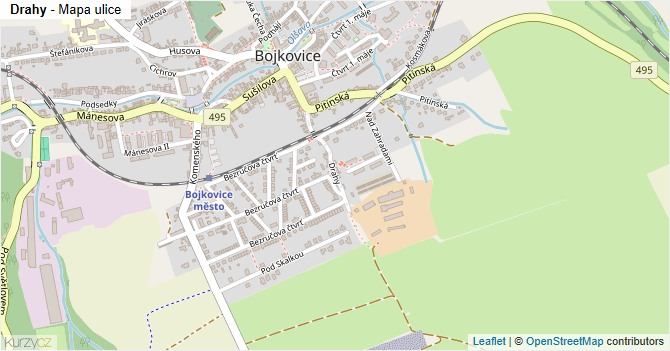 Drahy - mapa ulice