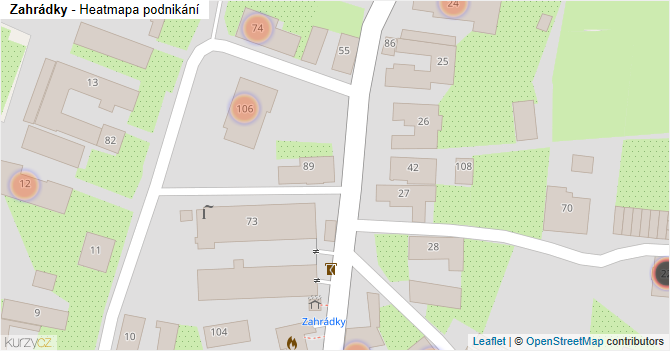 Zahrádky - mapa podnikání