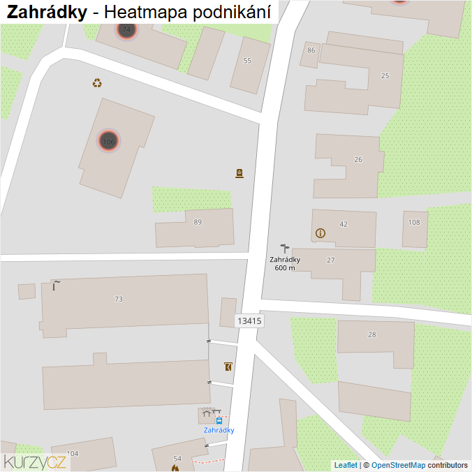 Mapa Zahrádky - Firmy v obci.