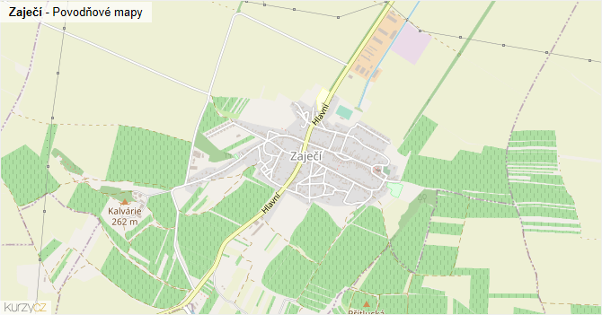 Zaječí - záplavové mapy stoleté vody