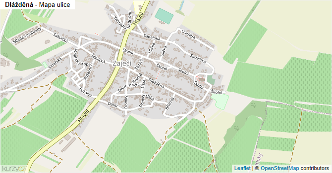 Dlážděná - mapa ulice